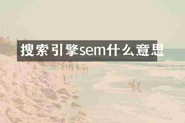 搜索引擎sem什么意思