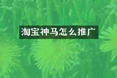 淘宝神马怎么推广