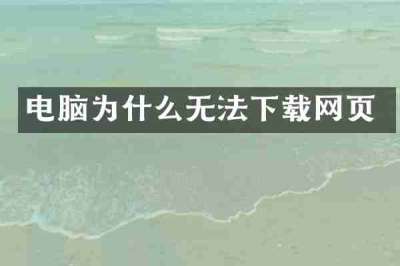 电脑为什么无法下载网页