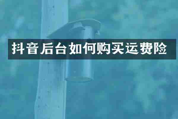 抖音后台如何购买运费险