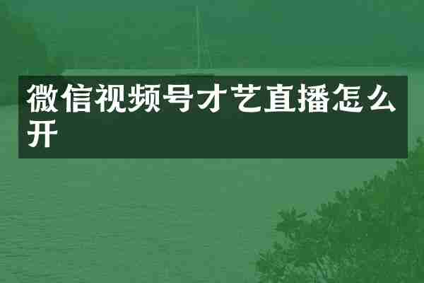 微信视频号才艺直播怎么开