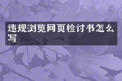 违规浏览网页检讨书怎么写