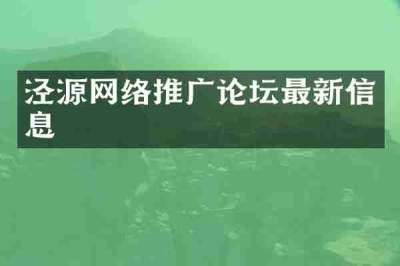 泾源网络推广论坛最新信息