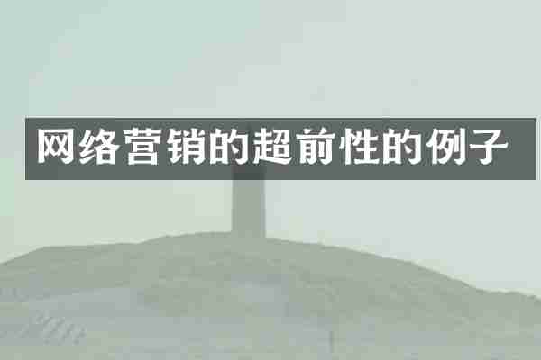 网络营销的超前性的例子