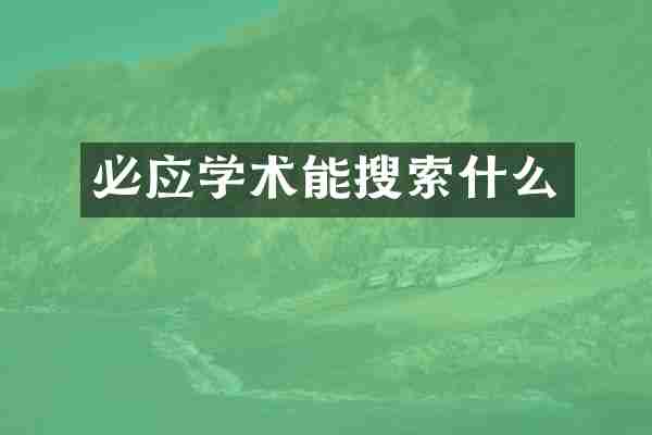 必应学术能搜索什么