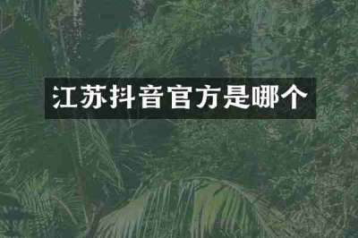 江苏抖音官方是哪个