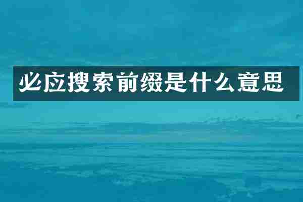 必应搜索前缀是什么意思