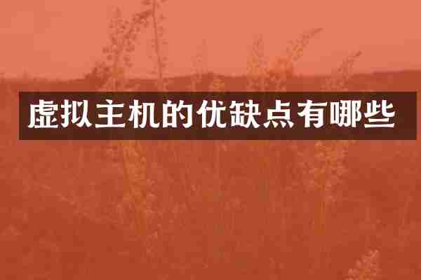 虚拟主机的优缺点有哪些