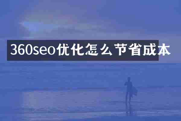 360seo优化怎么节省成本