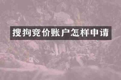 搜狗竞价账户怎样申请