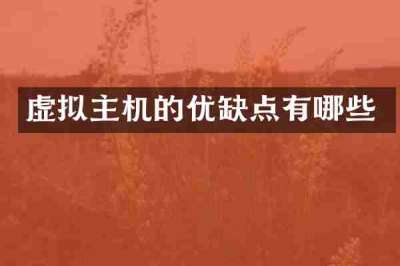 虚拟主机的优缺点有哪些