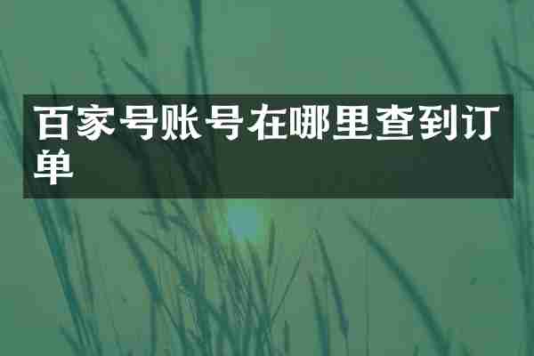 百家号账号在哪里查到订单