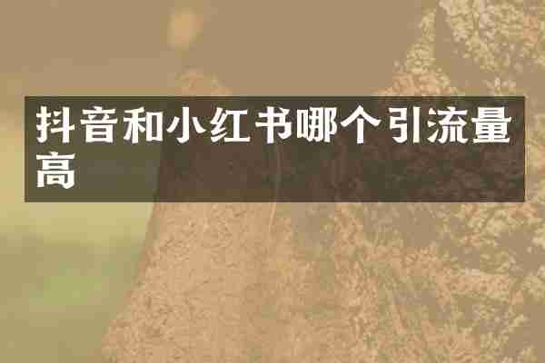 抖音和小红书哪个引流量高