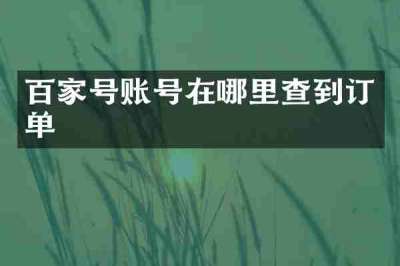 百家号账号在哪里查到订单
