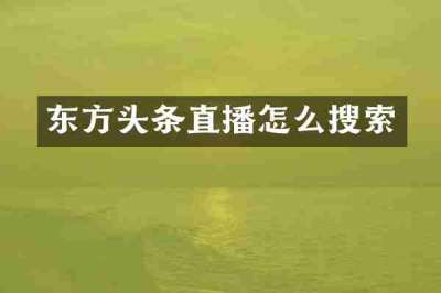 东方头条直播怎么搜索