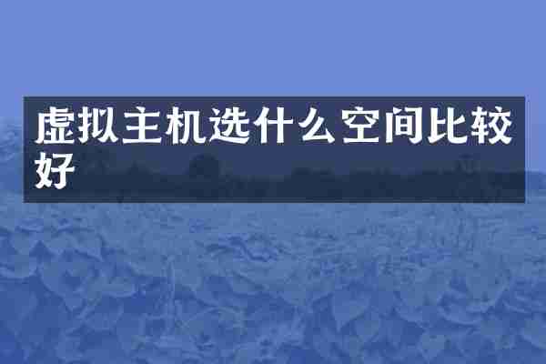 虚拟主机选什么空间比较好