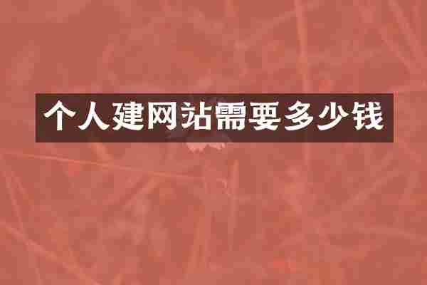 个人建网站需要多少钱