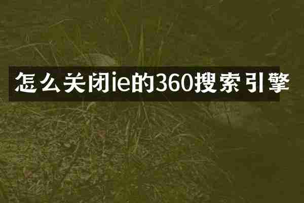 怎么关闭ie的360搜索引擎