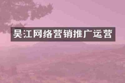 吴江网络营销推广运营