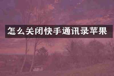 怎么关闭快手通讯录苹果