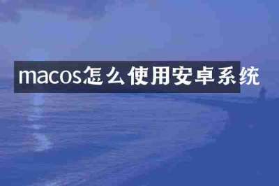 macos怎么使用安卓系统