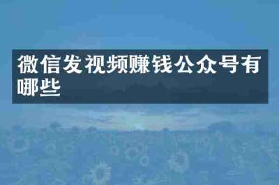 微信发视频赚钱公众号有哪些