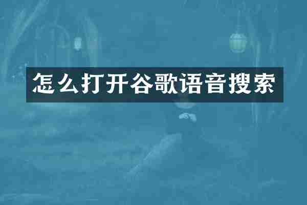 怎么打开谷歌语音搜索