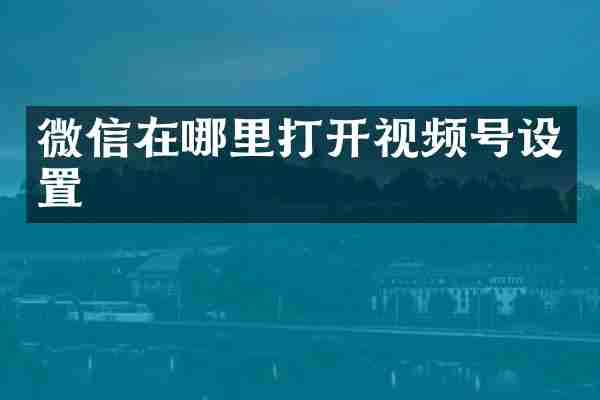 微信在哪里打开视频号设置