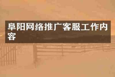 阜阳网络推广客服工作内容