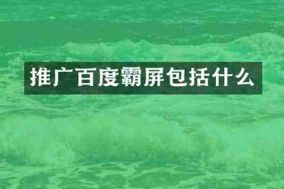 推广百度霸屏包括什么