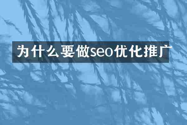 为什么要做seo优化推广