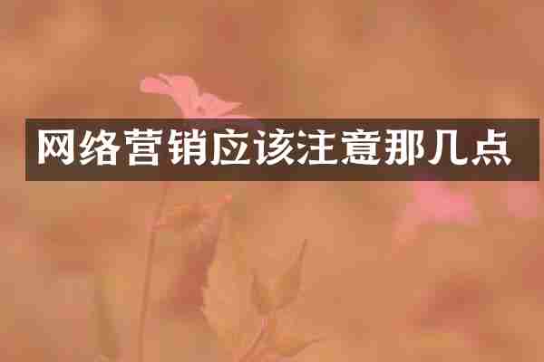 网络营销应该注意那几点