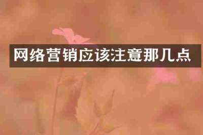 网络营销应该注意那几点