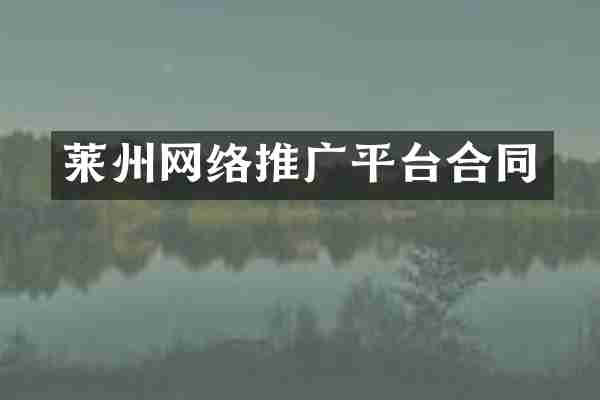 莱州网络推广平台合同