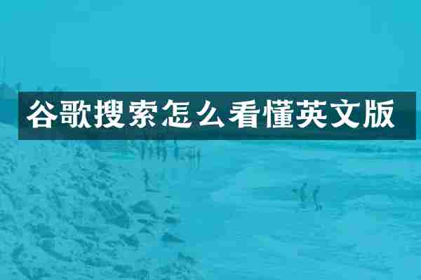 谷歌搜索怎么看懂英文版
