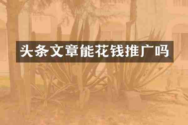 头条文章能花钱推广吗