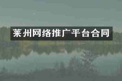 莱州网络推广平台合同