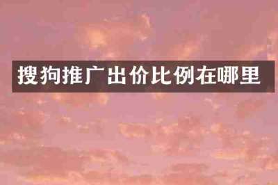 搜狗推广出价比例在哪里