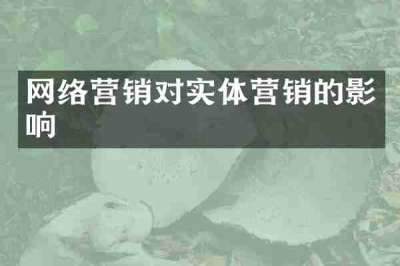 网络营销对实体营销的影响