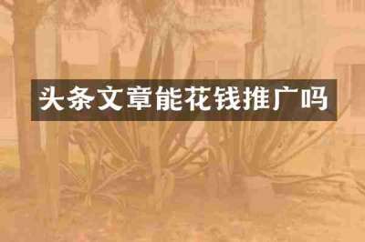 头条文章能花钱推广吗