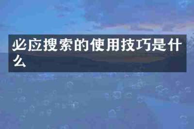 必应搜索的使用技巧是什么