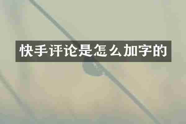 快手评论是怎么加字的