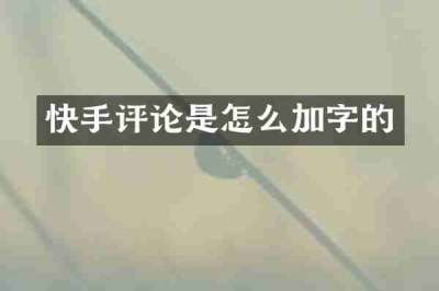 快手评论是怎么加字的
