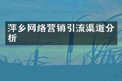 萍乡网络营销引流渠道分析