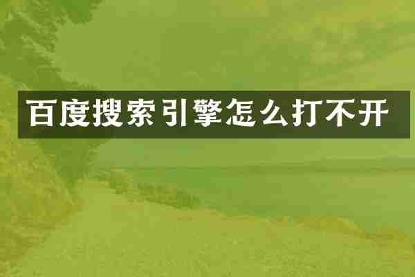 百度搜索引擎怎么打不开