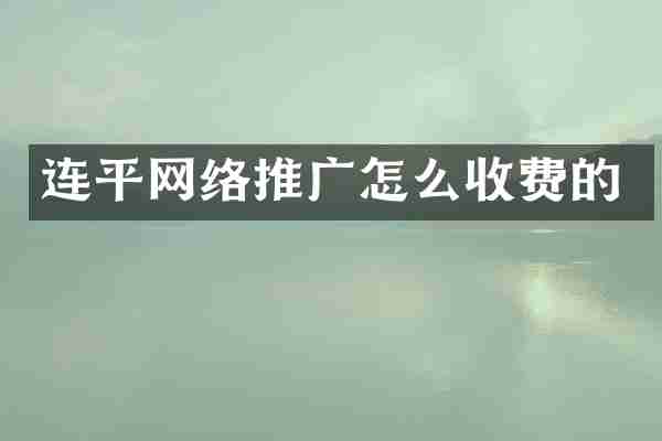 连平网络推广怎么收费的