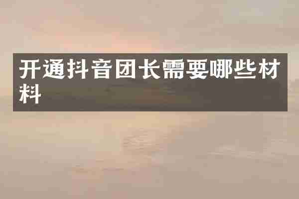 开通抖音团长需要哪些材料