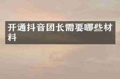 开通抖音团长需要哪些材料