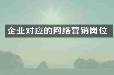 企业对应的网络营销岗位
