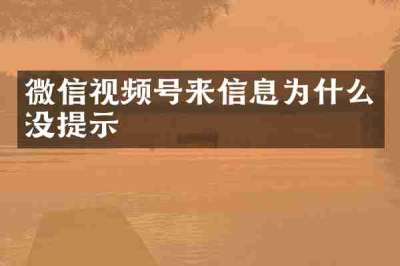 微信视频号来信息为什么没提示